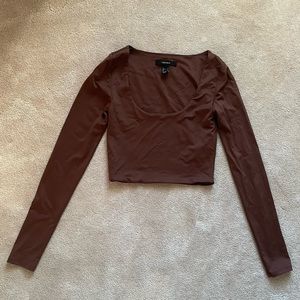 Brown Cropped Long Sleeve F21